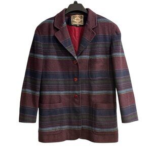 Vintage Express Y2K Blazer Womens S Blue Purple Striped Jacket Dark Academia